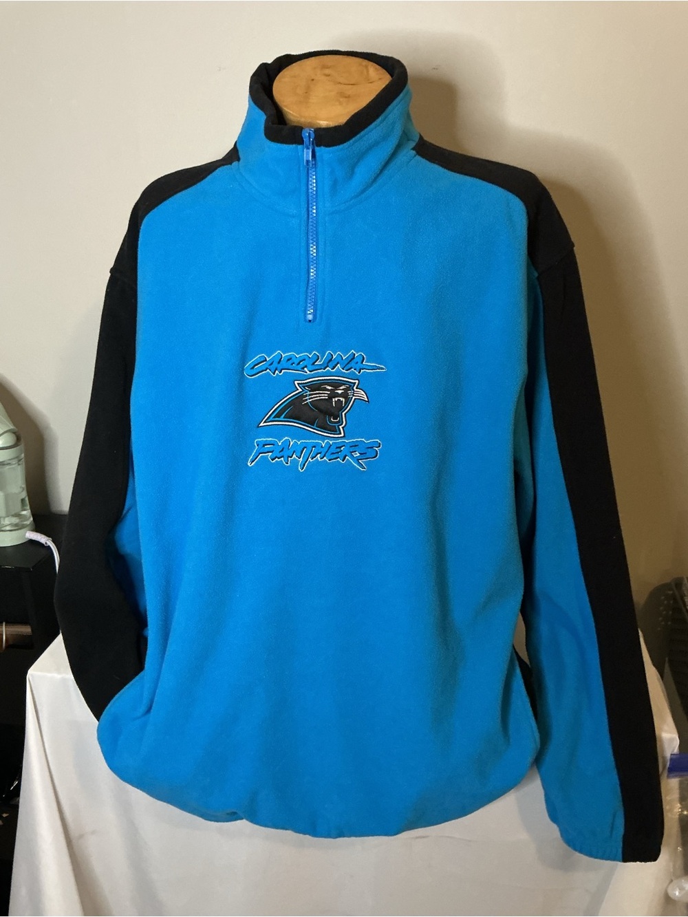Reebok Carolina Panthers Teal and Black Quarter-Zip Fleece